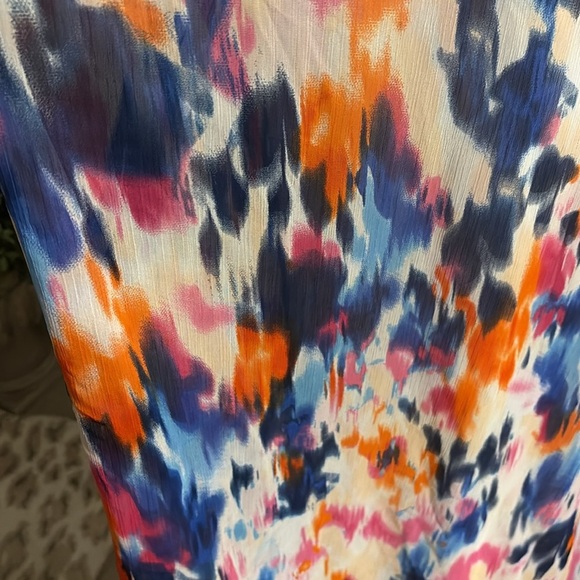 London Times Multicolor water colors tie dye Maxi Dress sleeveless faux wrap 12 - Picture 6 of 15